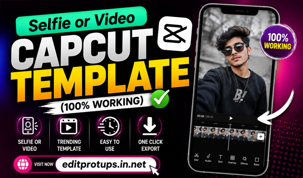 CapCut template promotion with neon accents